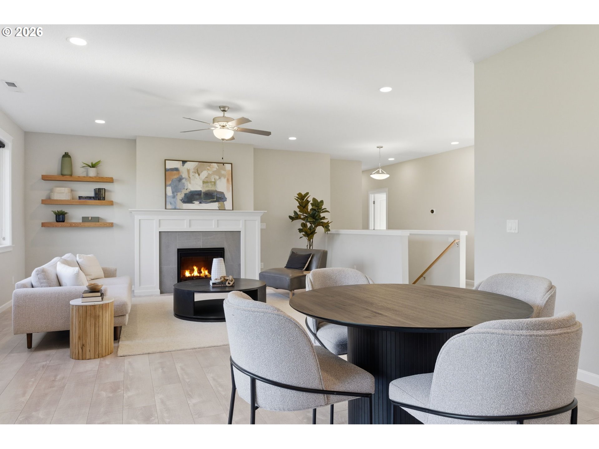 33068 Northwest Ej Smith Road Scappoose, OR 97056 - Photo 12 of 43 a living room with furniture and a fireplace