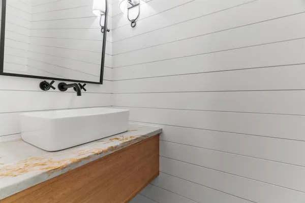 a bathroom with a bathtub