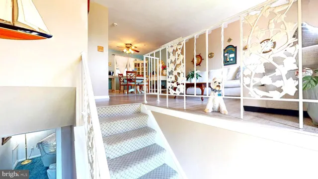 a living room with furniture and a rug