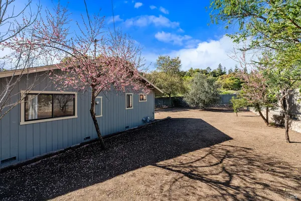 a view of a backyard of the house