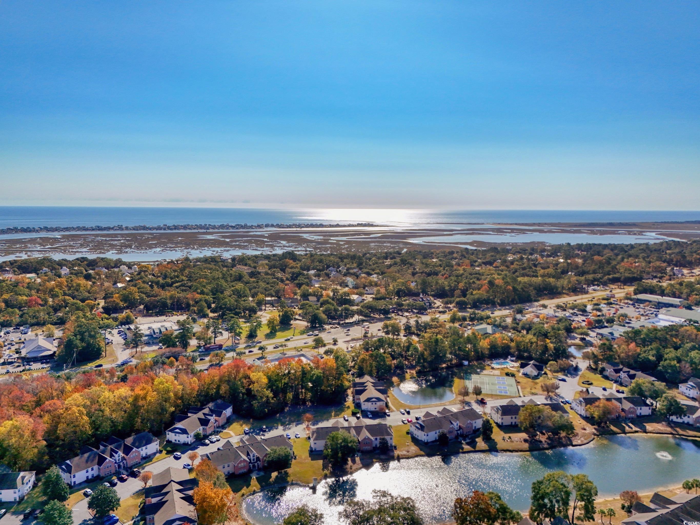 4277 Santolina Way, Unit D Murrells Inlet, SC 29576 - Photo 35 of 40 Aerial view of property's location with nearby suburban area and a nearby body of water