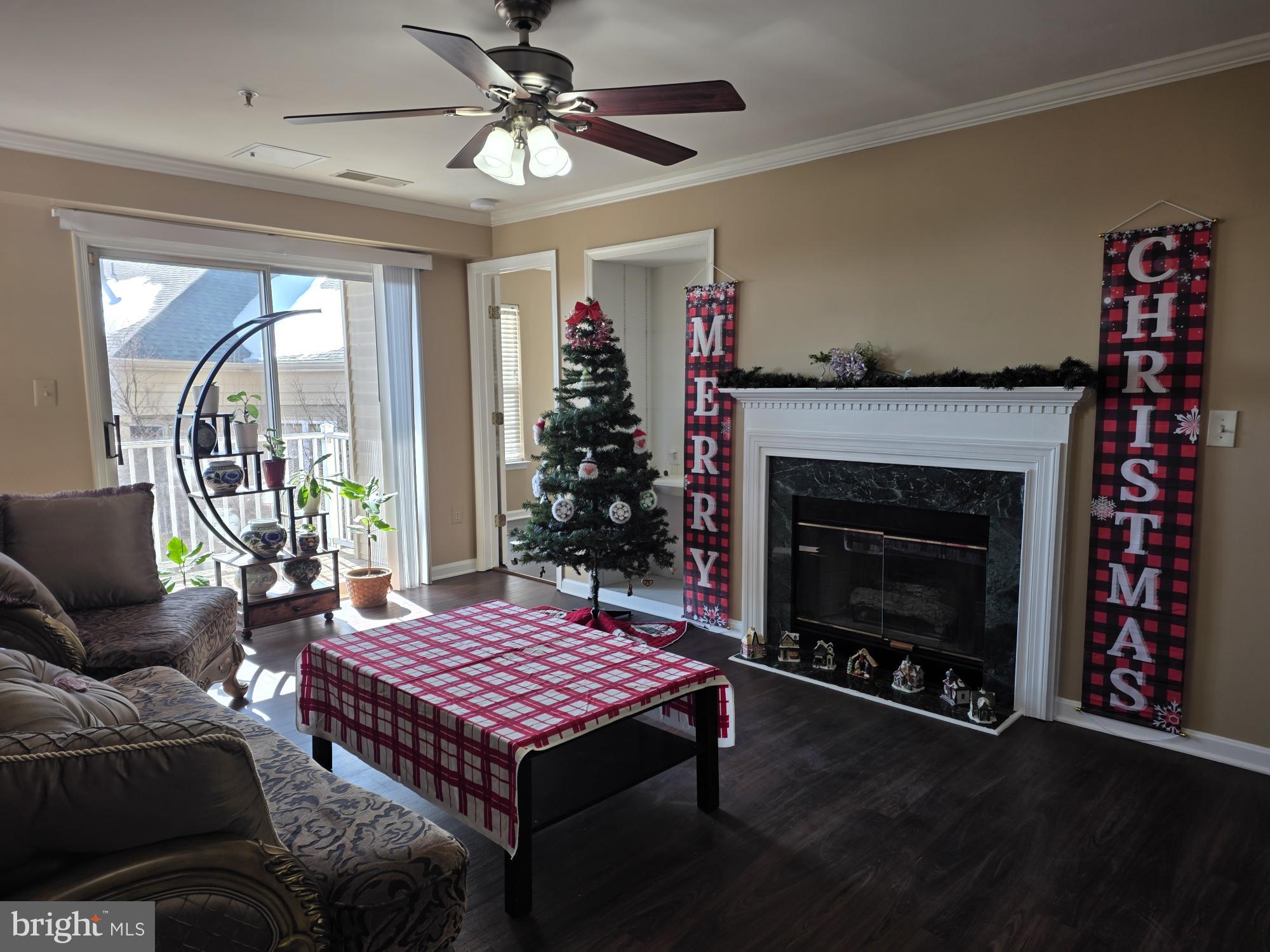 1037 Gardenview Loop, Unit 302 Woodbridge, VA 22191 - Photo 3 of 14 a living room with furniture a flat screen tv and a fireplace