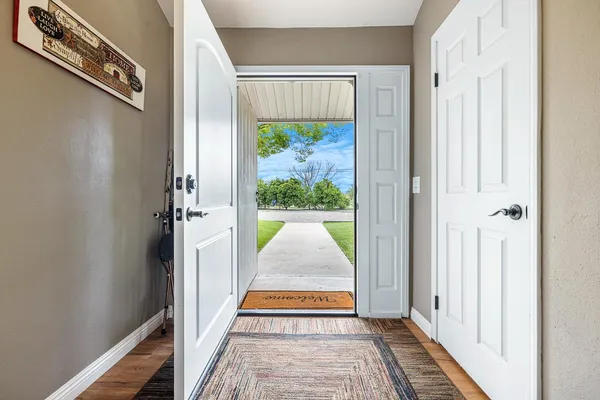 a view of outdoor space with sliding door
