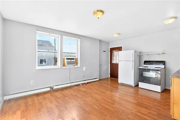 an empty room with a workbench