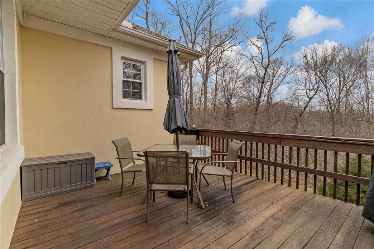 326 Point Carpenter Road Indian Land, SC 29707 - Photo 31 of 48 a view of a roof deck with table and chairs with wooden floor and fence