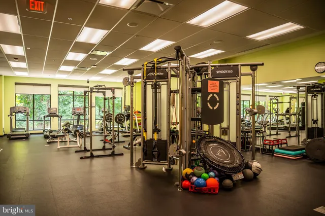 a view of a room with gym equipment