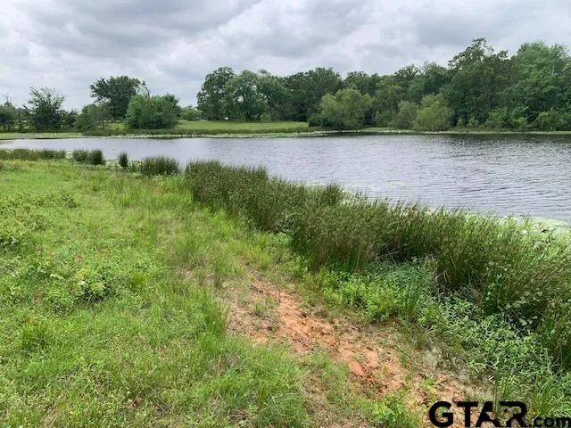 a view of a lake with mountain in the background
