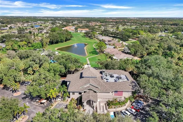 an aerial view of a house with a garden