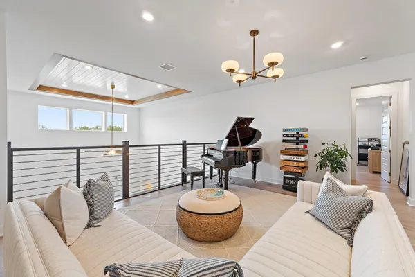 an aerial view of a house