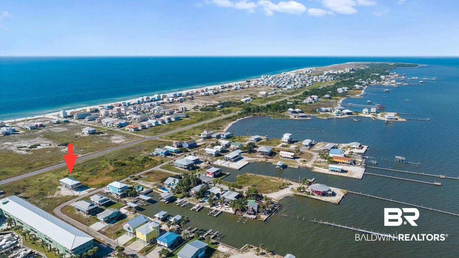 2586 Muscogee Road Gulf Shores, AL 36542 - Photo 54 of 55 Birds eye view of property featuring a water view
