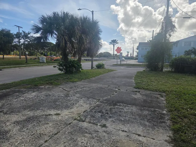 a view of street with large trees
