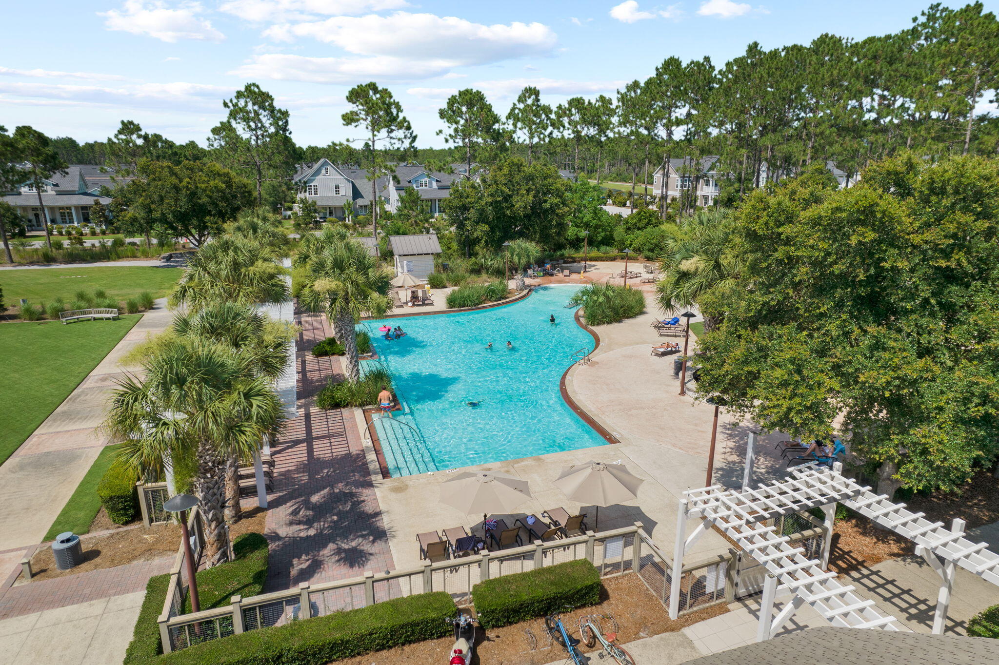 821 Breakers Street Inlet Beach, FL 32461 - Photo 63 of 69 an aerial view of a house with yard swimming pool and outdoor seating