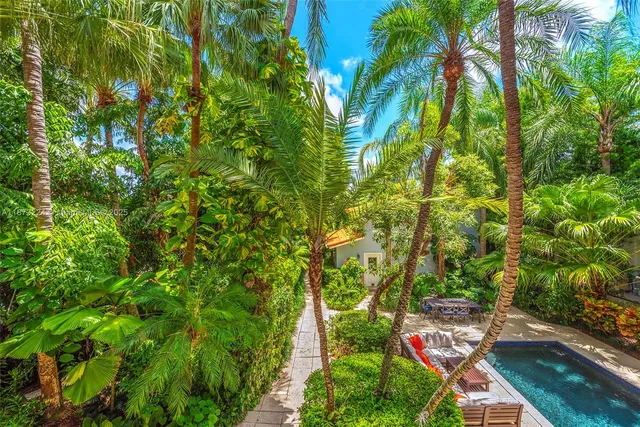a backyard of a house with lots of green space