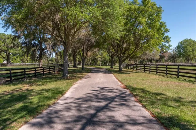 a view of a lake with a yard