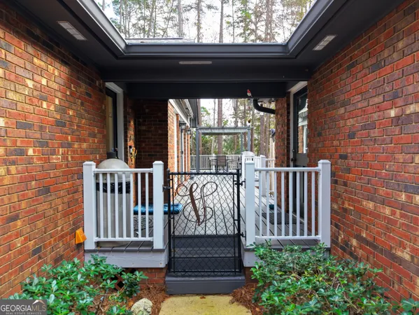 a view of a porch with a swing