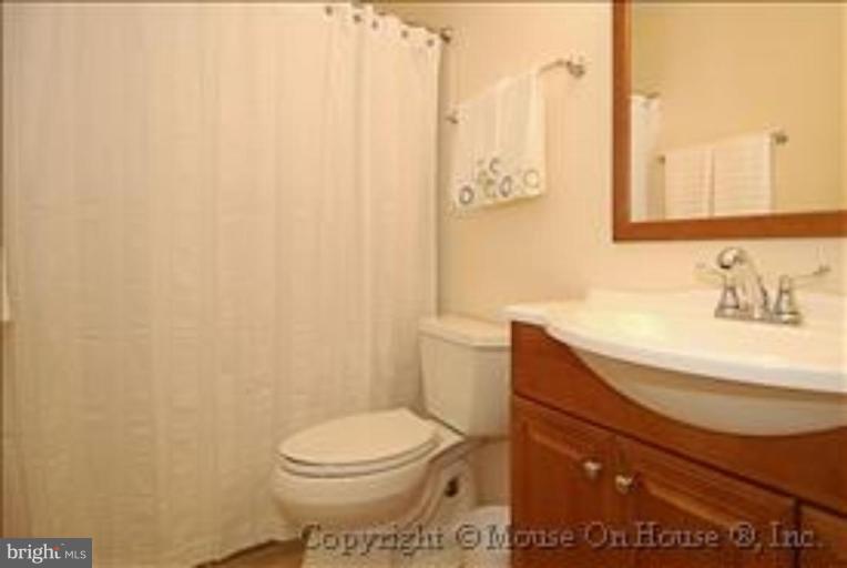 1826 Post Oak Trail Reston, VA 20191 - Photo 15 of 28 a bathroom with a sink a toilet and shower curtain