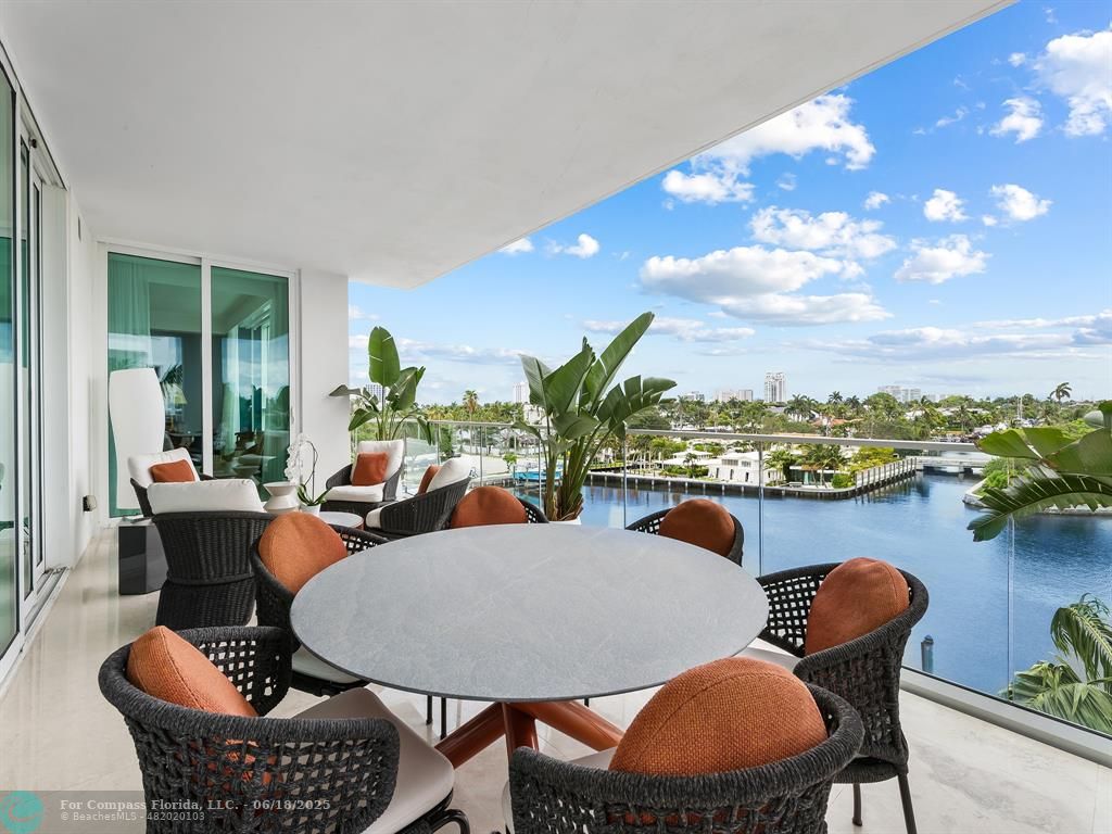 353 Sunset Drive, Unit 401 Fort Lauderdale, FL 33301 - Photo 2 of 43 a balcony with table and chairs