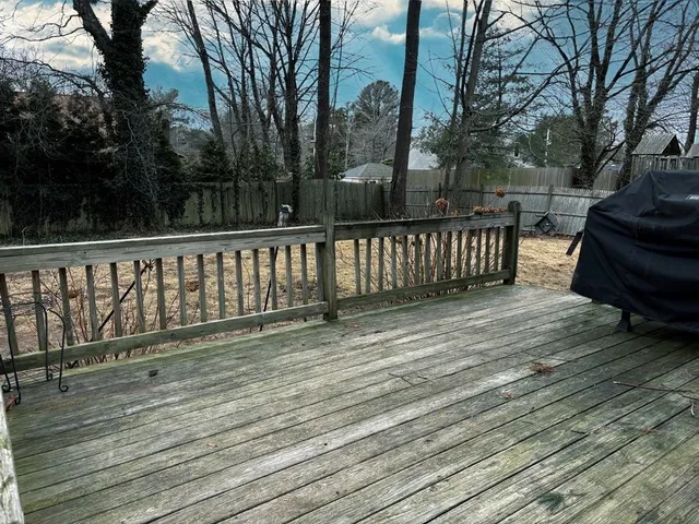 a view of wooden deck
