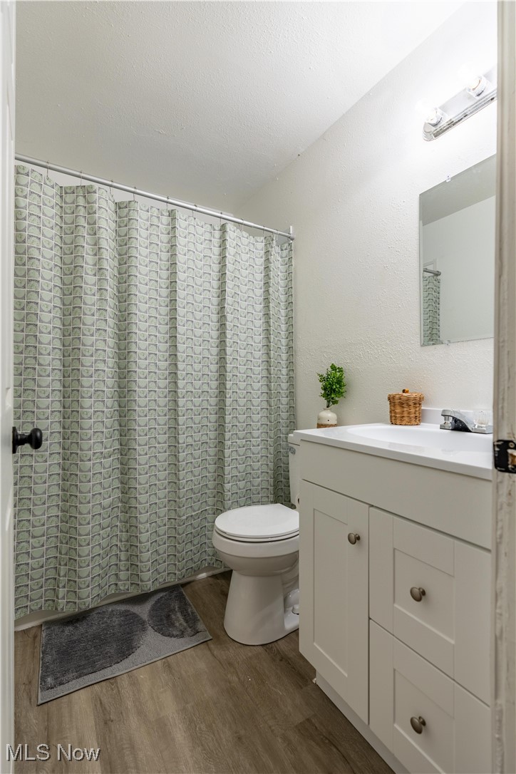 1931 Bridger Road Akron, OH 44312 - Photo 27 of 40 Bathroom with vanity, hardwood / wood-style flooring, toilet, and walk in shower