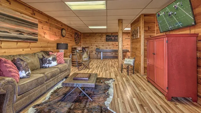a view of a living room with a couch