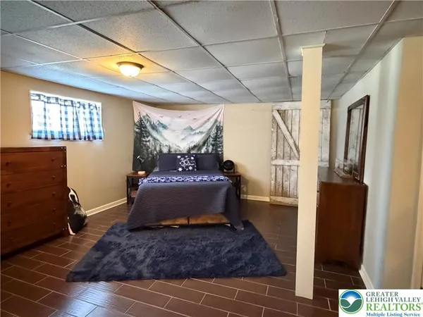 a spacious bathroom with a bathtub