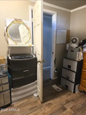 a room with a mirror