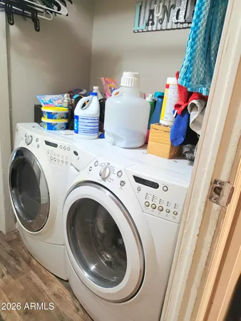 a utility room with dryer and washer
