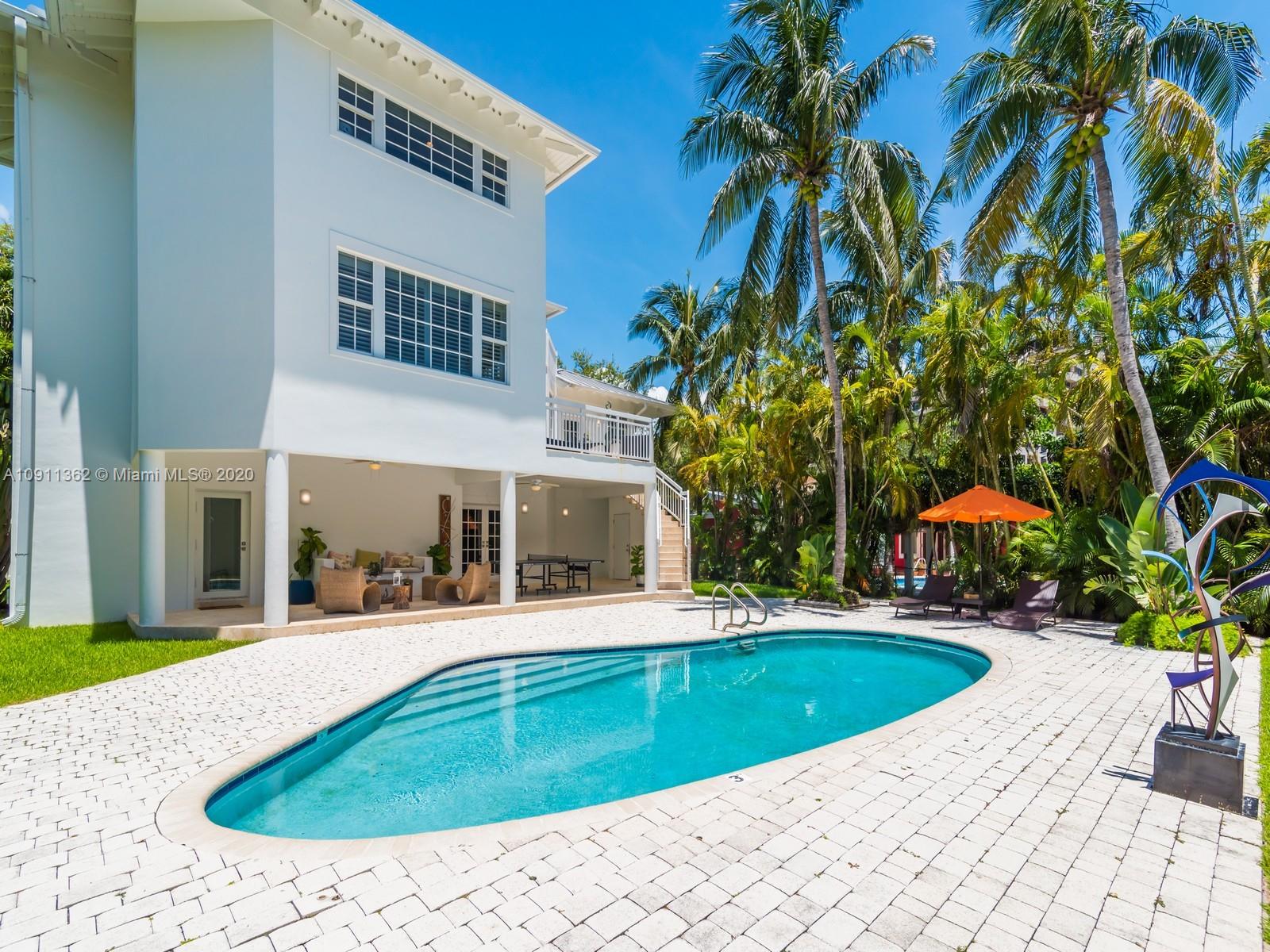 325 Pacific Road Key Biscayne, FL 33149 - Photo 29 of 31 a view of a swimming pool with an outdoor seating