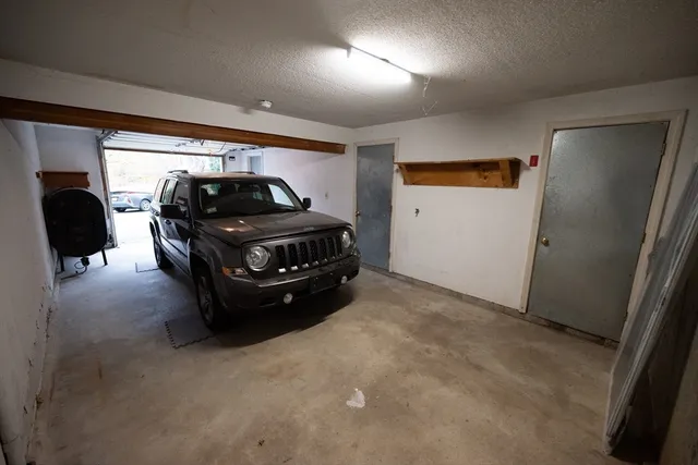 a car parked in a garage