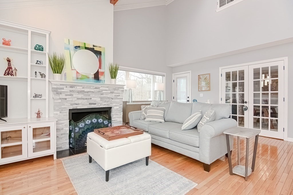 18 Carnation Circle, Unit B Reading, MA 01867 - Photo 10 of 42 a living room with furniture and a fireplace