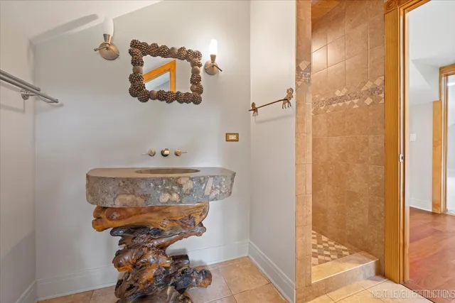 a bathroom with a shower