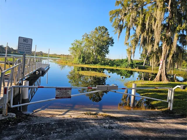 a view of a lake with a houses