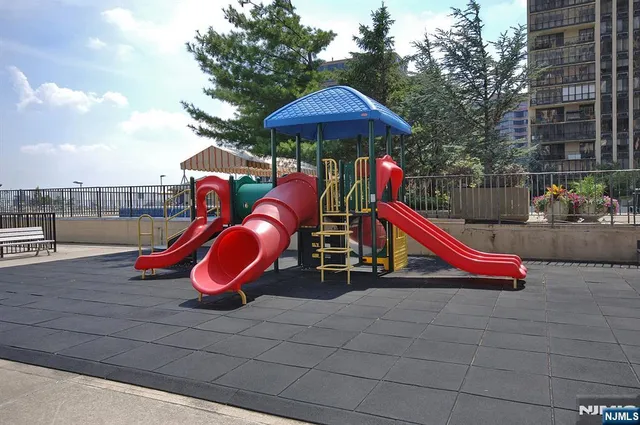 an outdoor space with furniture