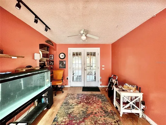 a bed room with a window