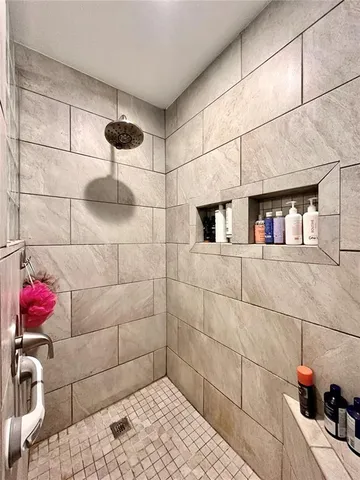 a bathroom with shower