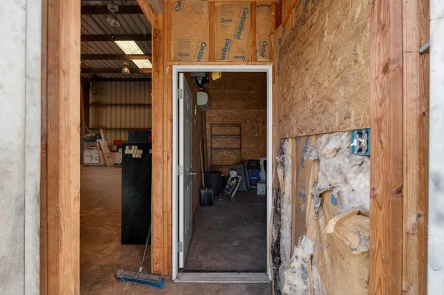 a view of a garden with an outdoor space