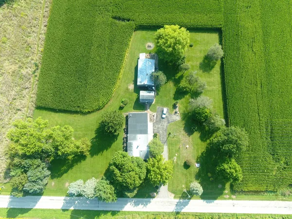 an aerial view of a house