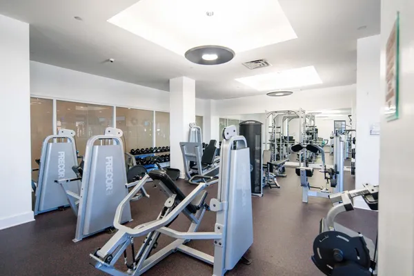 a view of a room with gym equipment