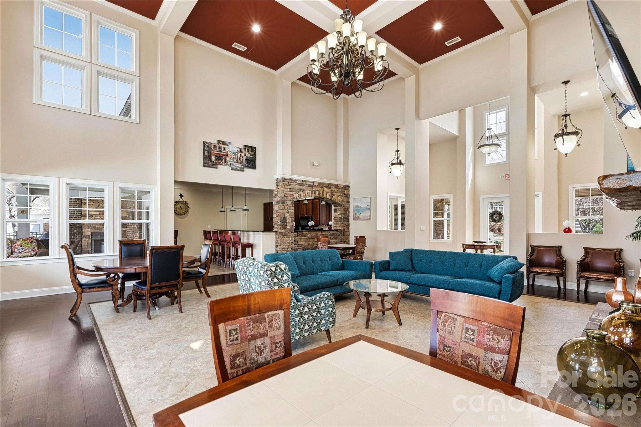 2830 Bellasera Way Matthews, NC 28105 - Photo 36 of 40 a living room with furniture fireplace and a large window