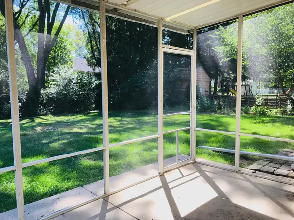 a view of a garden from a living room