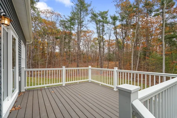 a view of a wooden roof deck