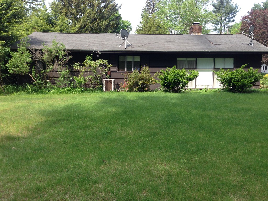 a backyard of a house with lots of green space