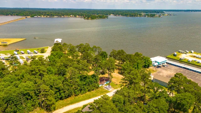 a view of a lake with a houses