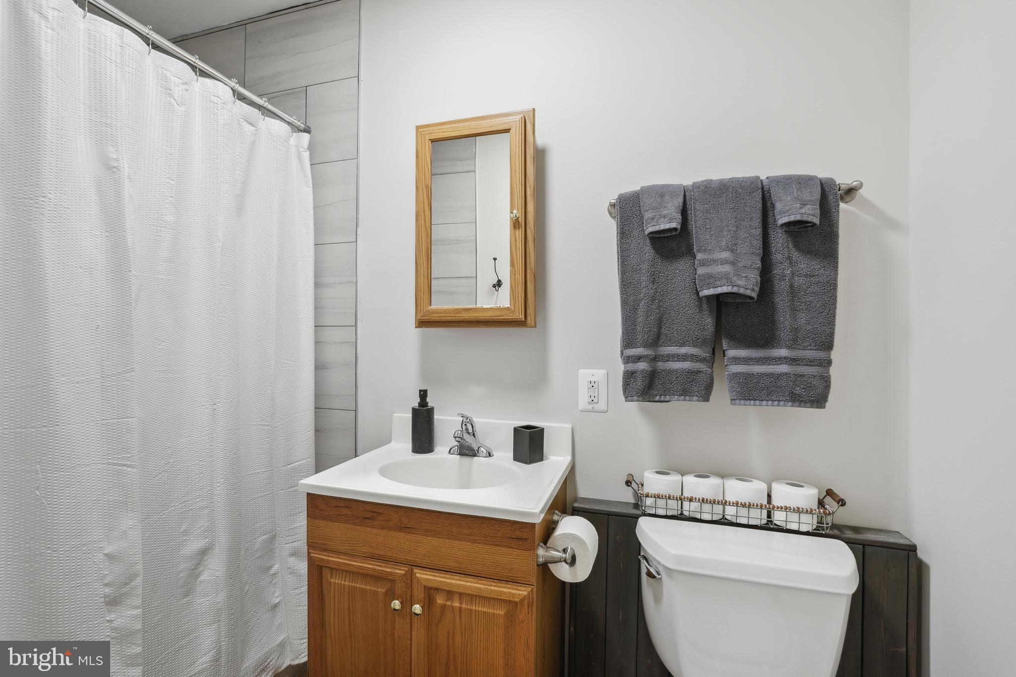 1900 Princess Anne Street, Unit 5 Fredericksburg, VA 22401 - Photo 17 of 19 a bathroom with a toilet sink vanity and mirror