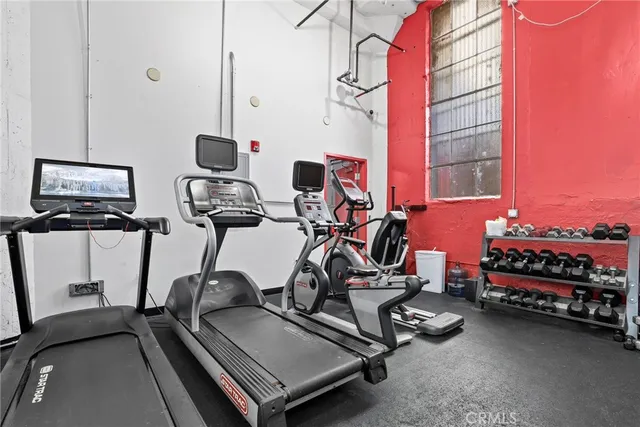 a room with gym equipment