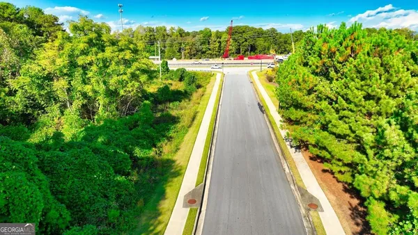 a view of a garden with a flower garden