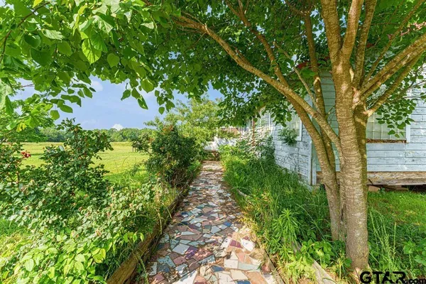 a backyard of a house with lots of green space