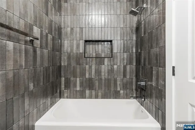 a bathroom with a bathtub