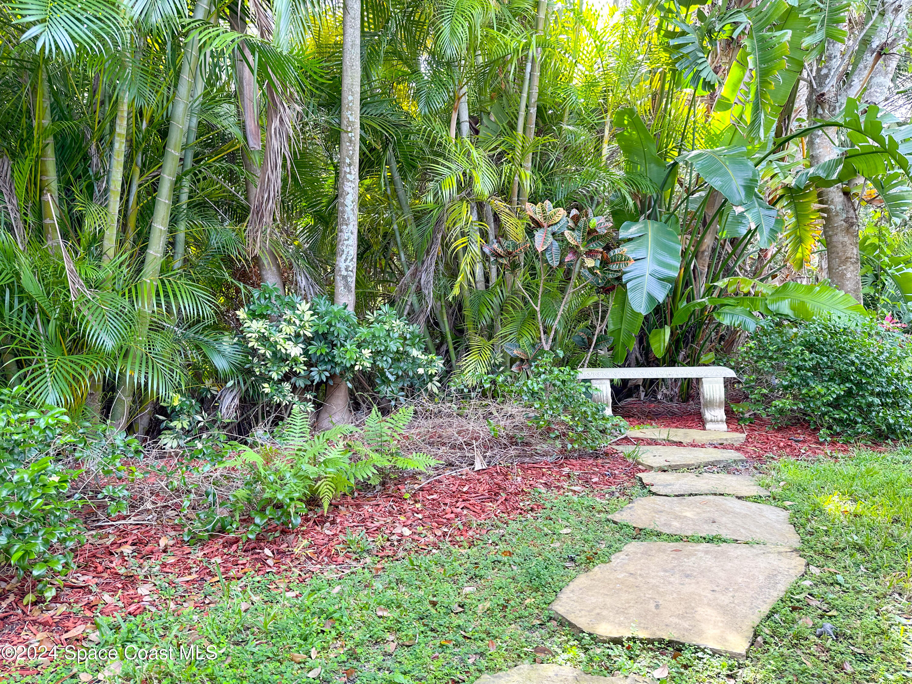 152 Morgan Circle Sebastian, FL 32958 - Photo 41 of 64 a view of a garden with plants and large trees