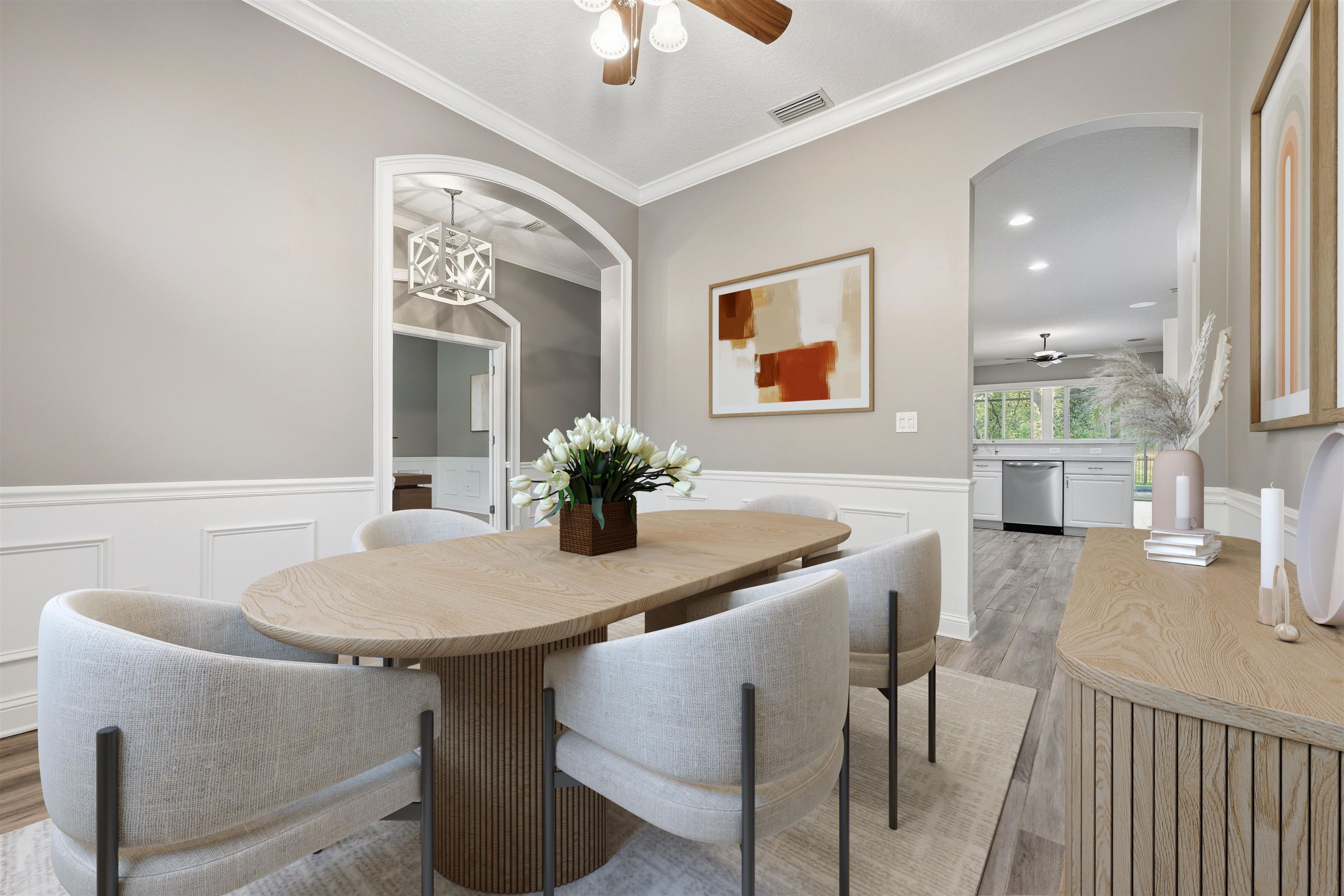 121 Edge Of Woods Road St. Augustine, FL 32092 - Photo 15 of 53 a view of a dining room with furniture and wooden floor